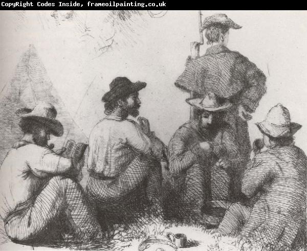 Conrad Wise Chapman Camp Scenes,Five Soldiers
